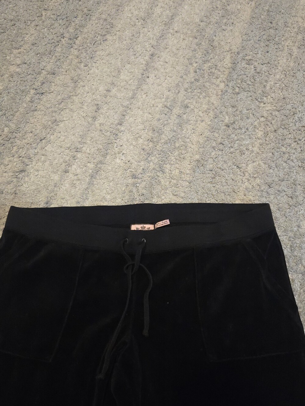 Juicy Couture Velour Track Pants XL Black Flare Wide Leg Snap Pocket Y2K Vintage - Picture 2 of 8